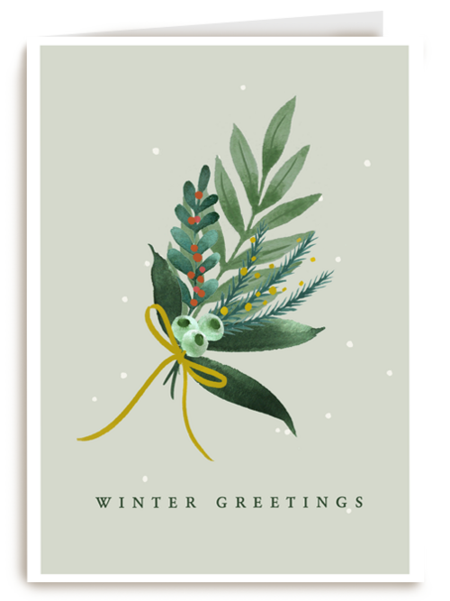 Kerstkaart klassiek tak met winter greetings
