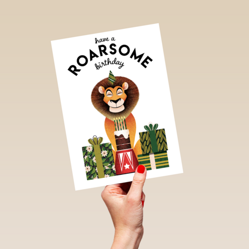 verjaardag kaart folio have a roarsome birthday leeuw
