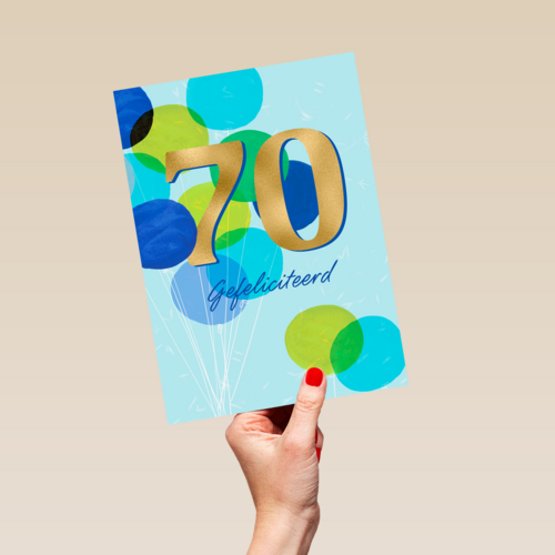 Verjaardagskaart 70 met ballonnen