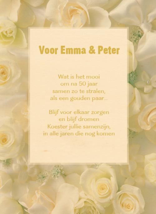 Houten Kaart Huwelijksjubileum | Houten Kaart Hallmark | Huwelijksjubileum | Prachtige Witte Rozen Om Het Samen Zijn Te Vieren