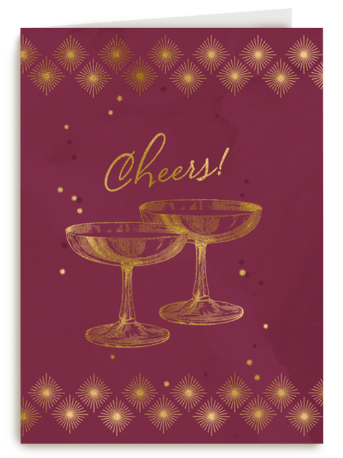 cheers with two glasses and golden stars