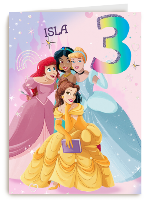 Disney prinsessenkaart verjaardag 3 jaar