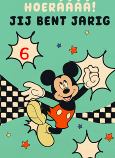 verjaardag kaart mickey mouse hoeraaaa jij bent jarig