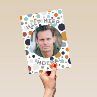 Hiep Hiep Hoera fotokaart man