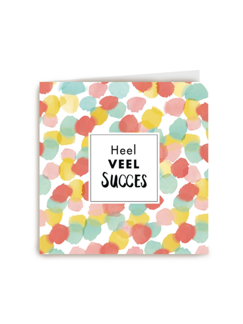 kaart heel veel succes ronde gekleurde bolletjes