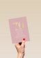 Verjaardagskaart 70 roze gouden letters