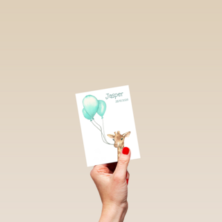 Geboorte Kaart Giraffe Blauw