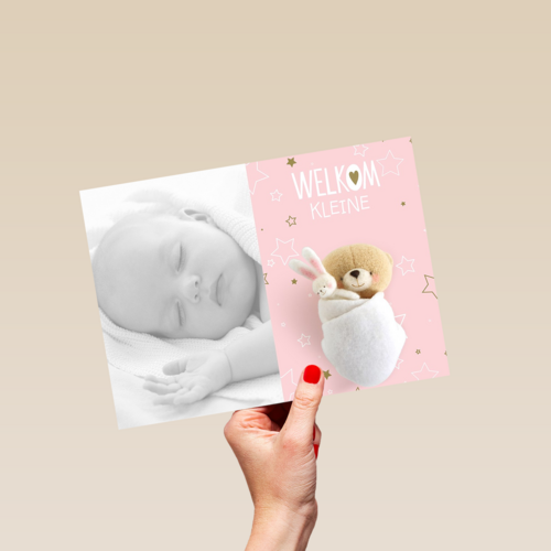 fotokaart baby forever friends roze
