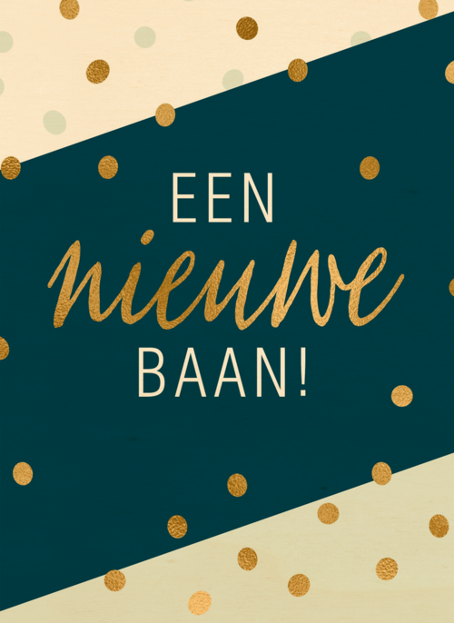 Houten Kaart Nieuwe Baan | Houten Kaart Hallmark | Nieuwe Baan | Nieuwe Baan Kaart Confetti Gouden Tekst