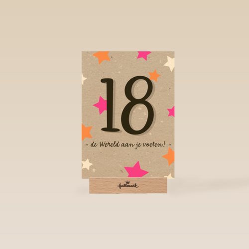Verjaardagskaart 18 de wereld aan je voeten meisje vrouw