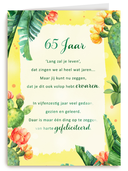 Verjaardagskaart 65 jaar Lang zal je leven More than words