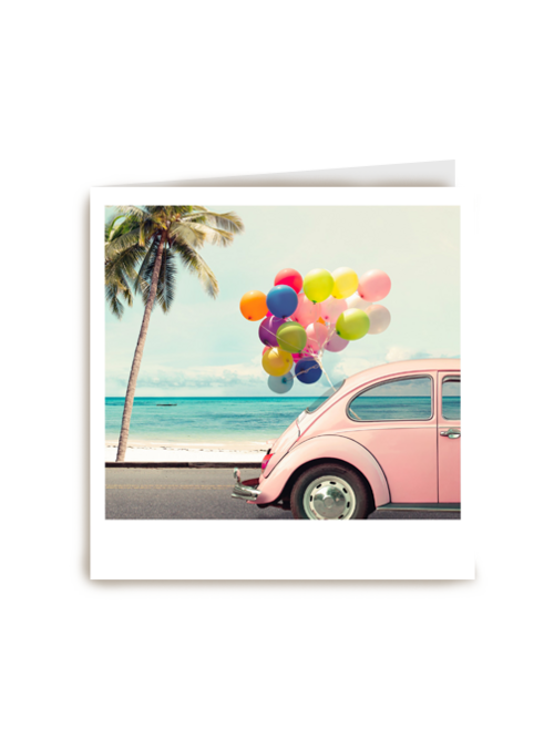 Zomerkaart kever met tros ballonnen Polaroid