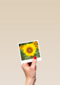 Beterschapskaart zonnebloem met smiley Polaroid