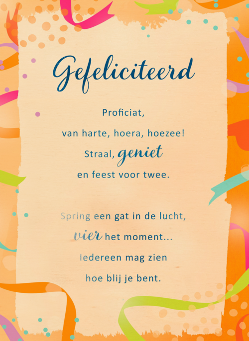 Gefeliciteerd kaart spring een gat in de lucht More than words