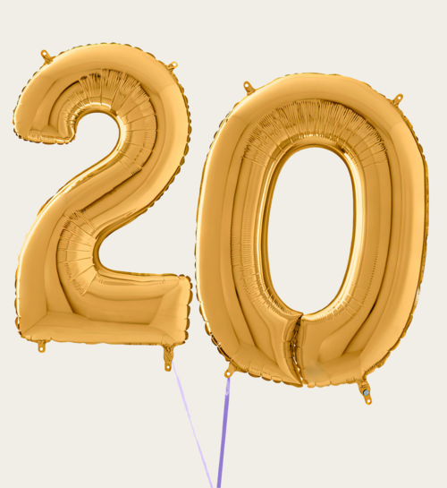 Cijferballon 20 Jaar Goud XL