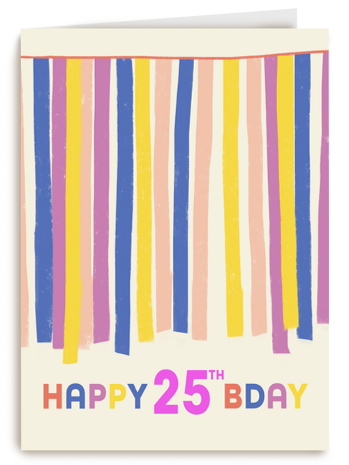 een blije gekleurde 25ste verjaardag