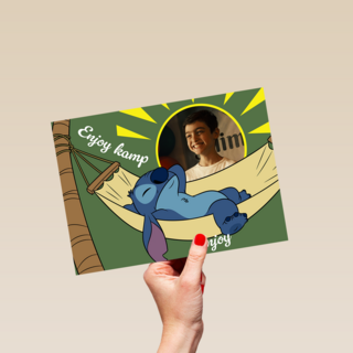 Stitch enjoy op kamp fotokaart