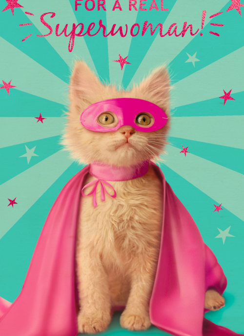 Houten Kaart Moederdag | Houten Kaart Hallmark | Moederdag | Moederdag Kaart Grappig For A Real Superwoman Kat