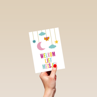 Geboortefelicitatie welkom lief meisje kleurrijk