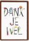 botanical kaart met bloemenletters geschreven dankjewel