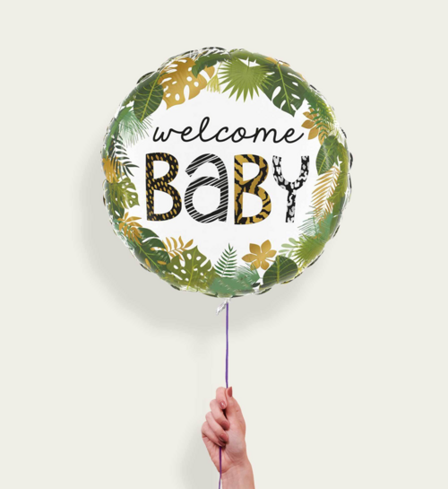 Ballon Welcome Baby Groen Wit