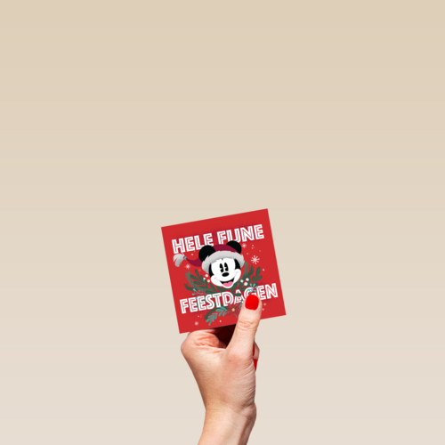 Kerstkaart Mickey Mouse hele fijne feestdagen