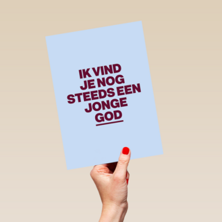 verjaardag kaart man nog steeds jonge god