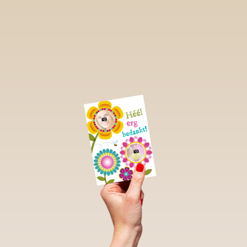 fotokaart bloemen heel erg bedankt