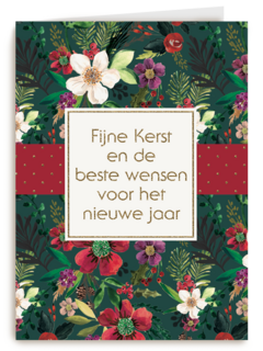 Kerstkaart Fijne kerst bloem