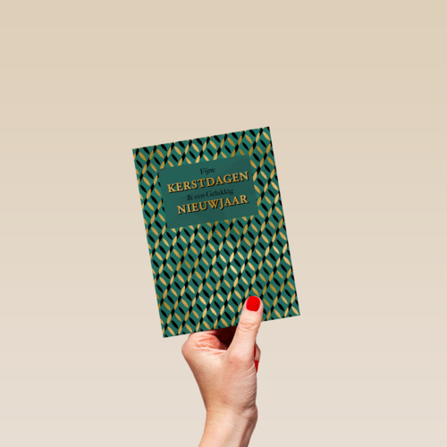 Stijlvolle kerstkaart groen met goud