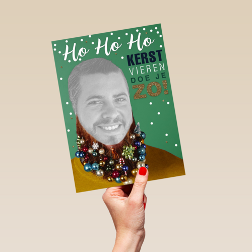 baard met kerstballen