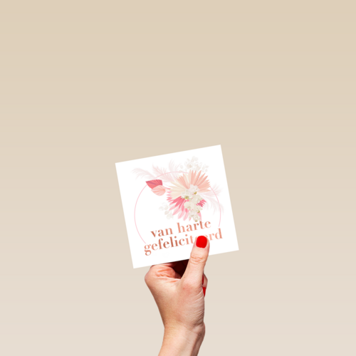 verjaardag kaart stijlvol bloemen van harte gefeliciteerd