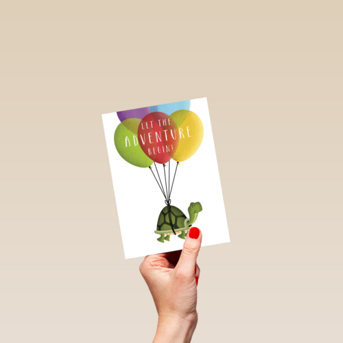 schildpad aan ballonnen