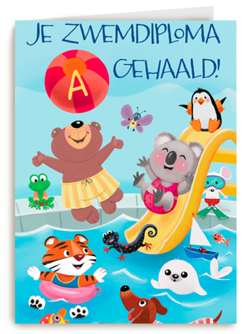 zwemdiploma kaart dieren zwembad