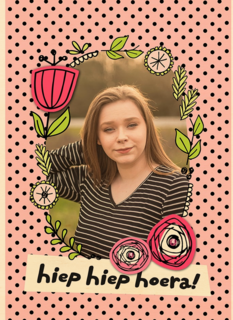 fotokaart verjaardag meisje vrouw hiep hiep hoera