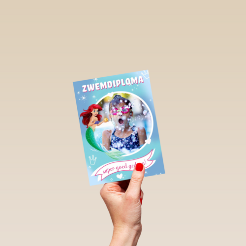 zwemdiploma fotokaart disney princes ariel