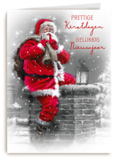 kerst top 10 kaart kerstman op een schoorsteen