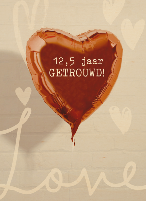 Houten Kaart Huwelijksjubileum | Houten Kaart Hallmark | Huwelijksjubileum | Huwelijkskaart 12 En Een Half Jaar Ballon Love