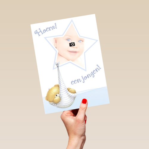 fotokaar forever friends beer ster hoera een jongen