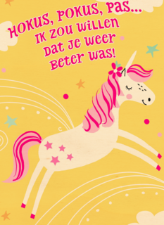 Beterschapskaart unicorn hokus pokus pas