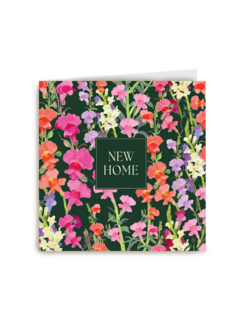 Nieuwe woning kaart New home met bloemen
