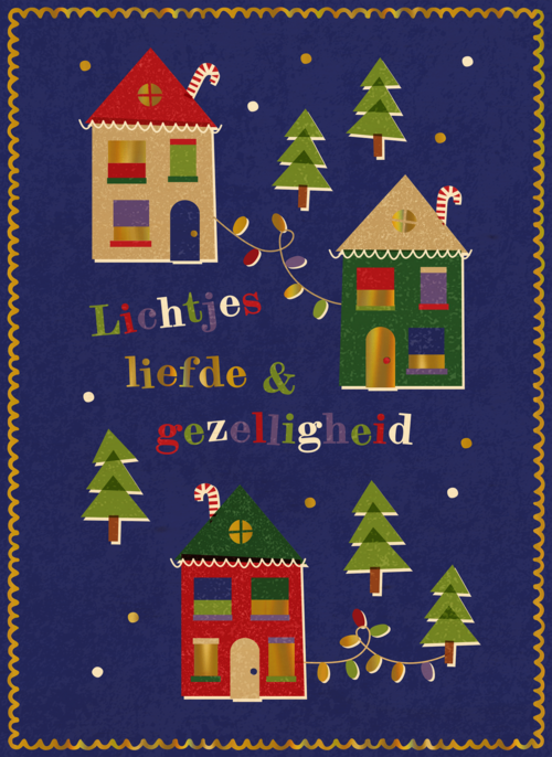 Houten kaart Kerst | Hallmark | Houten kaart Kerst | Hallmark | Kinderpostzegels - Winterdorp