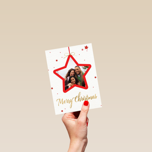 kerstkaart fotokaart rode kerstster