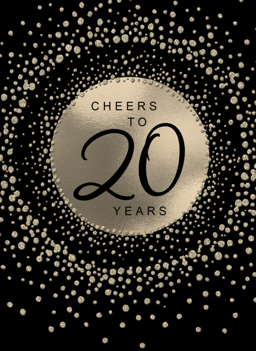 Verjaardagskaart leeftijden Cheers to 20 years