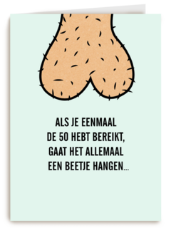 Verjaardagskaart 50 man alles gaat hangen