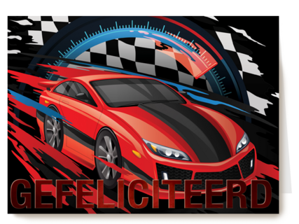Verjaardagskaart snelle rode sportauto