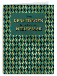 Stijlvolle kerstkaart groen met goud