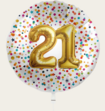 Ballon 21 jaar Confetti Goud 