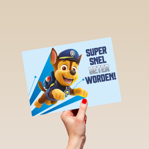 Paw Patrol beterschapskaart met Chase