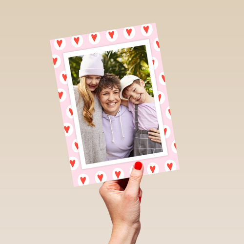 fotokaart roze met hartjes